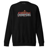 Arsenal-inspired black sweatshirt with trophy-lift embroidery and CHAMPIONS lettering