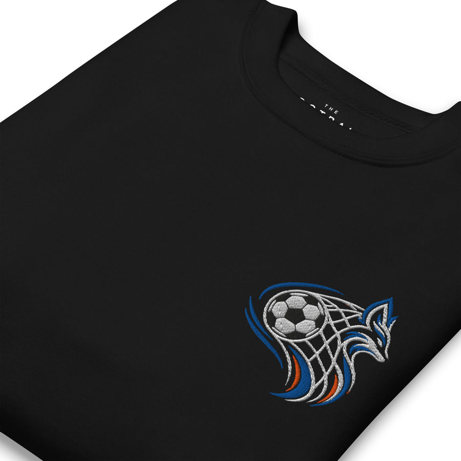 Leicester — Back of the Net Embroidered Football Sweatshirt