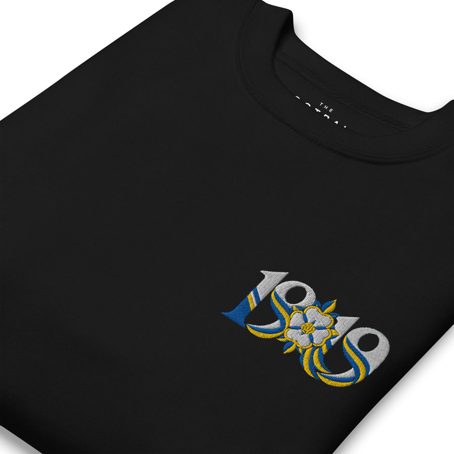 Leeds 1919 — White Rose Heritage Embroidered Football Sweatshirt