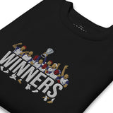 Tottenham Hotspur-inspired black sweatshirt with trophy-lift embroidery and WINNERS lettering