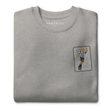 Alan Shearer Inspired Newcastle King Card Embroidered Football Sweatshirt in carbon grey, alternate front view