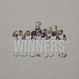 Tottenham Hotspur-inspired carbon grey sweatshirt with trophy-lift embroidery and WINNERS lettering
