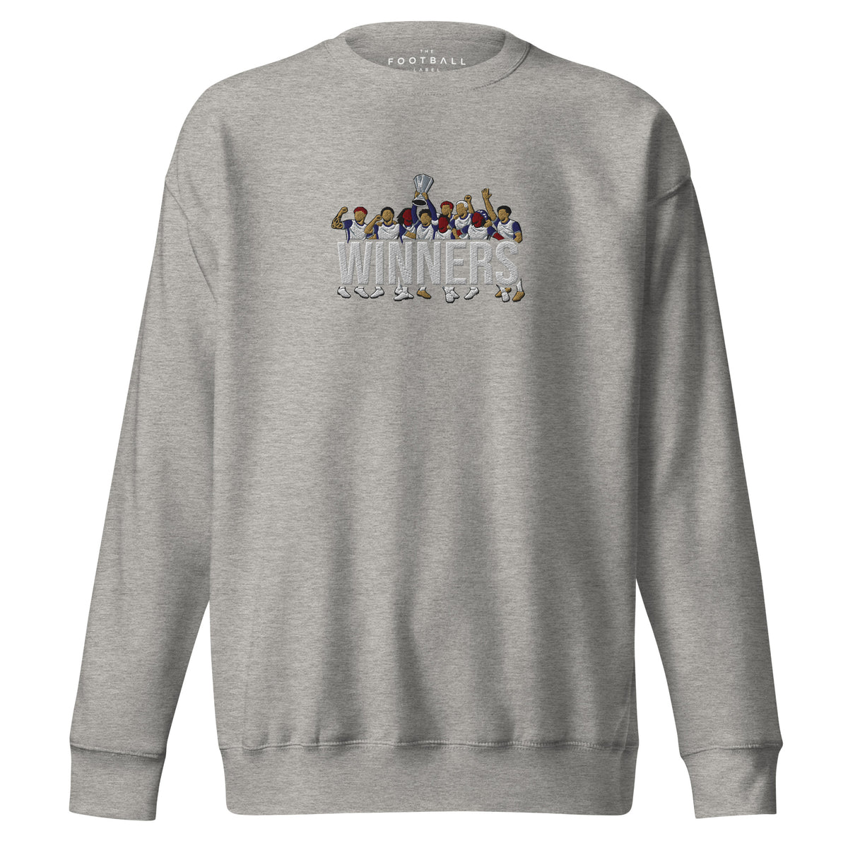 Tottenham Hotspur-inspired carbon grey sweatshirt with trophy-lift embroidery and WINNERS lettering
