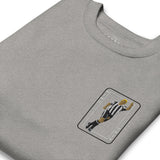 Alan Shearer Inspired Newcastle King Card Embroidered Football Sweatshirt in carbon grey, design close-up