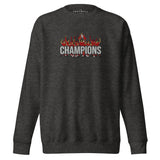 Liverpool-inspired charcoal heather sweatshirt with trophy-lift embroidery and CHAMPIONS lettering