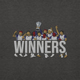 Tottenham Hotspur-inspired charcoal heather sweatshirt with trophy-lift embroidery and WINNERS lettering
