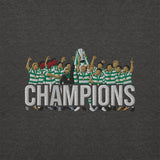Celtic-inspired charcoal heather sweatshirt with trophy-lift embroidery and CHAMPIONS lettering