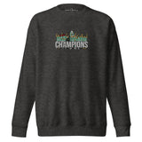 Celtic-inspired charcoal heather sweatshirt with trophy-lift embroidery and CHAMPIONS lettering
