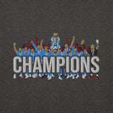 Manchester City-inspired charcoal heather sweatshirt with trophy-lift embroidery and CHAMPIONS lettering