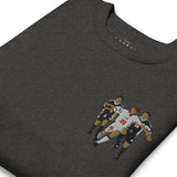 England v Argentina 1998 Embroidered Football Sweatshirt in charcoal heather, embroidery detail close-up