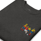 England v Colombia 1998 Embroidered Football Sweatshirt in charcoal heather, embroidery detail close-up