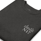 Tottenham Postcode Embroidered Football Sweatshirt in charcoal heather, design detail close-up