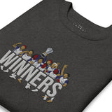 Tottenham Hotspur-inspired charcoal heather sweatshirt with trophy-lift embroidery and WINNERS lettering