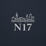 Tottenham Postcode Embroidered Football Sweatshirt in navy blazer, front view