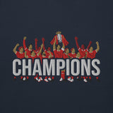 Liverpool-inspired navy blazer sweatshirt with trophy-lift embroidery and CHAMPIONS lettering