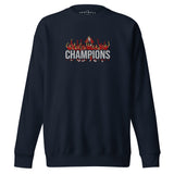 Liverpool-inspired navy blazer sweatshirt with trophy-lift embroidery and CHAMPIONS lettering