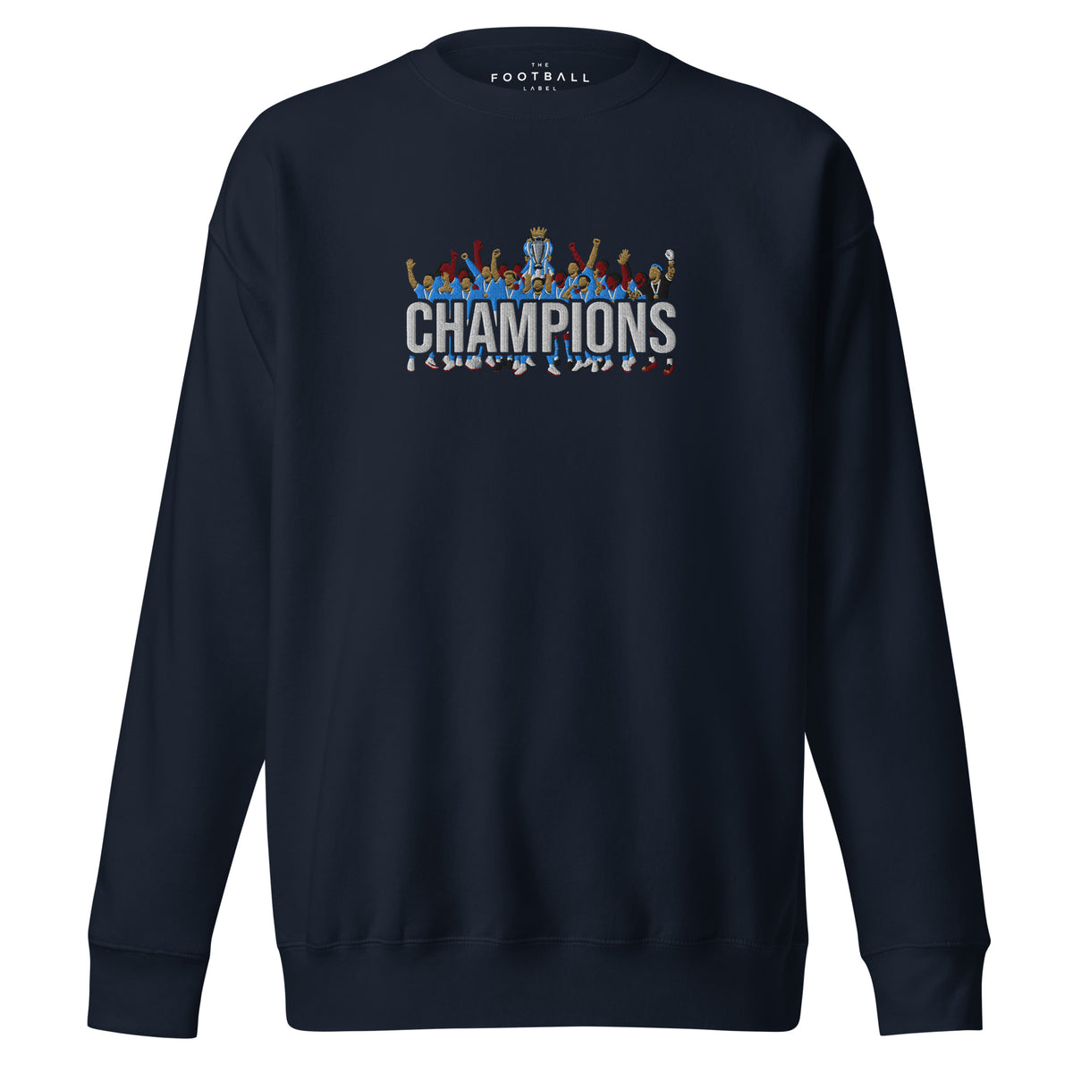 Manchester City Inspired Premier League Champions Embroidered Football Sweatshirt
