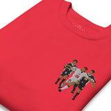 England v Argentina 1998 Embroidered Football Sweatshirt in team red, embroidery detail close-up