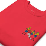 England v Colombia 1998 Embroidered Football Sweatshirt in team red, embroidery detail close-up
