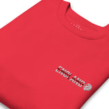 England World Cup Lion Embroidered Football Sweatshirt in team red, embroidery detail close-up