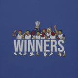 Tottenham Hotspur-inspired team royal sweatshirt with trophy-lift embroidery and WINNERS lettering