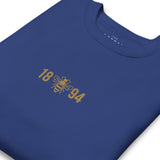 Manchester City Bee Embroidered Football Sweatshirt in team royal, close-up of design