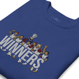 Tottenham Hotspur-inspired team royal sweatshirt with trophy-lift embroidery and WINNERS lettering