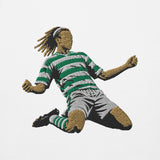 Henrik Larsson inspired Celtic embroidered football sweatshirt in white, front view