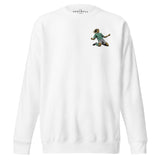Henrik Larsson inspired Celtic embroidered football sweatshirt in white, front view alternate mockup